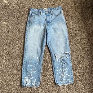 Madewell Jeans Women’s 29 Blue The Dadjean Bleached Edition Denim Distressed